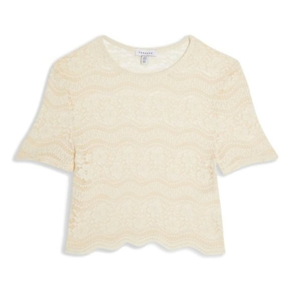 *Sold* TOPSHOP Scalloped Lace Sheer Crop Top NWT Boho *